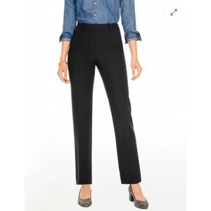 Talbots Cambridge Pants Black Straight Leg Career Women Size 2 Workwear Preppy